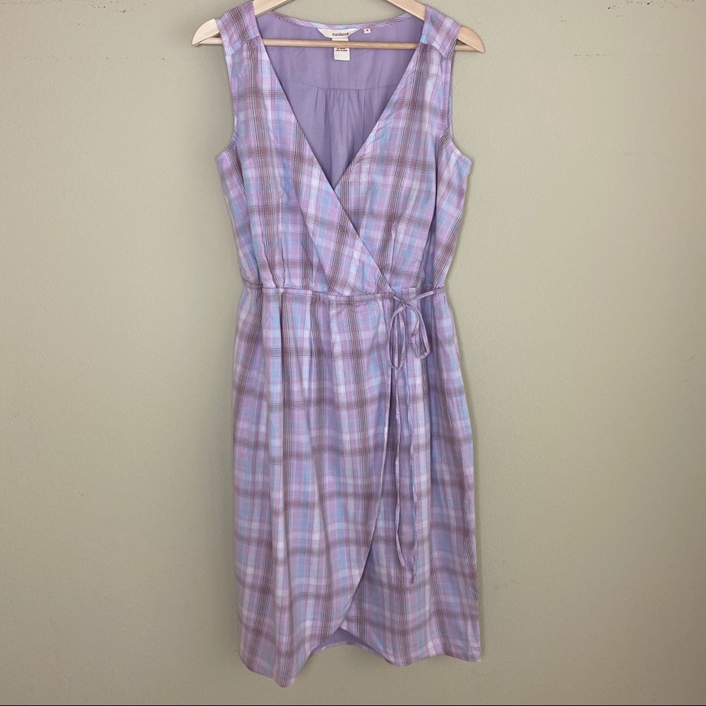 Sundance Purple Plaid Wrap Dress